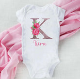 Personalised Baby Onesie - Pretty Pink LETTER + NAME.